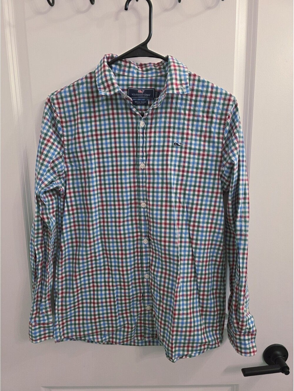 Vineyard Vine Boy's Size Large 16 Long Sleeve Button Down Shirt Blue Plaid